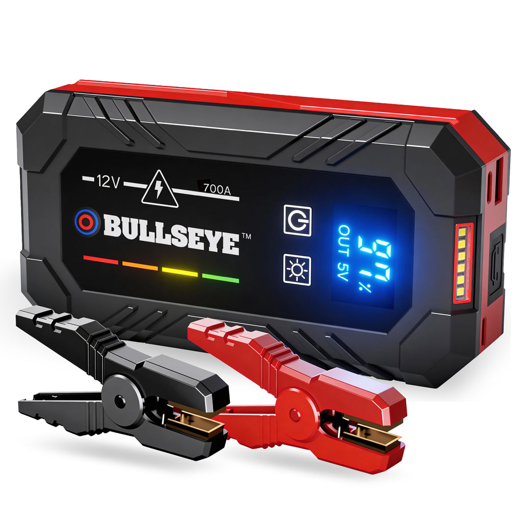 Bullseye Safety XL 700A Jump Starter – 12V Portable Rechargeable Car Battery Booster Pack with Smart Jumper Cables