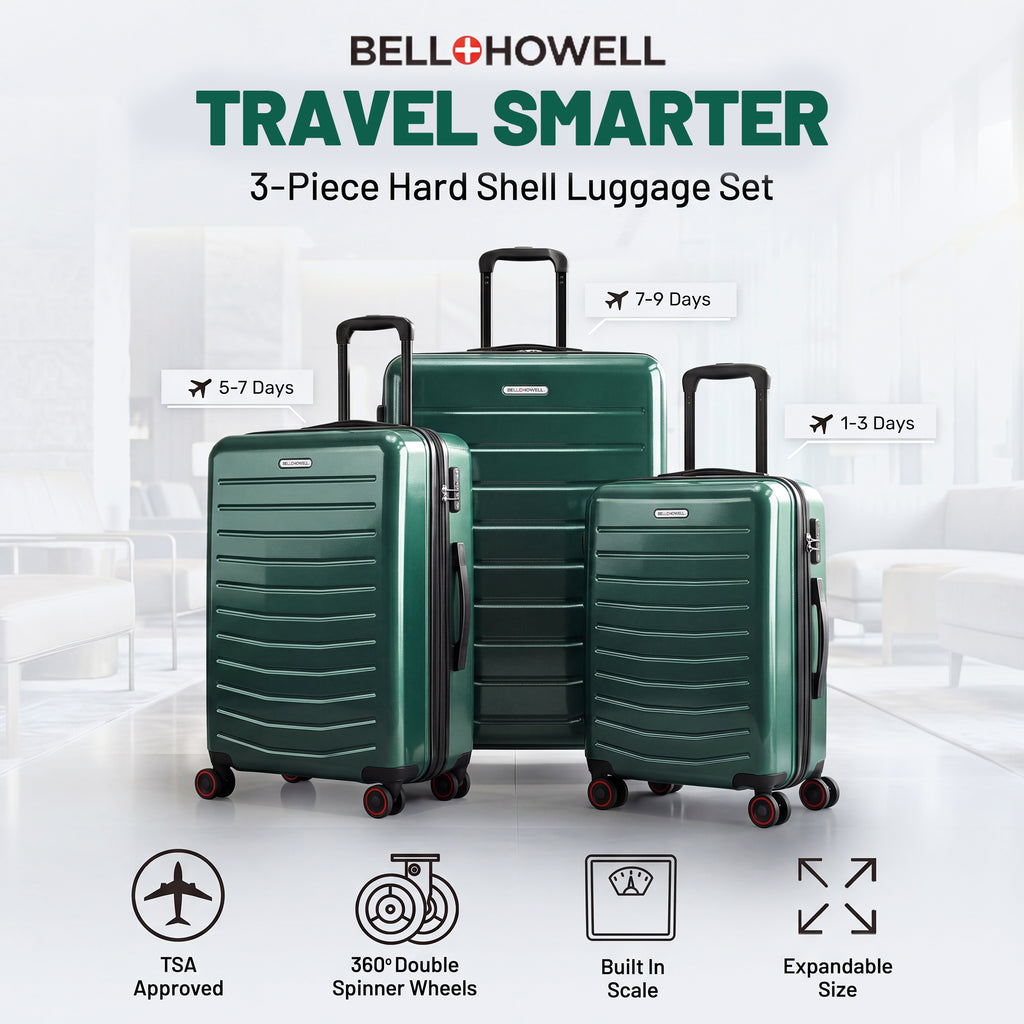 Bell + Howell 3 Piece Strata Stripe Luggage Set
