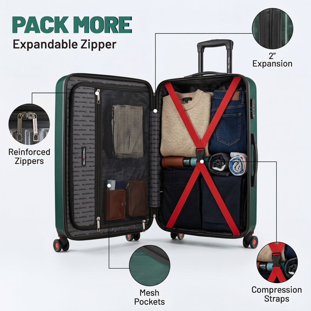 Bell + Howell 3 Piece Strata Stripe Luggage Set