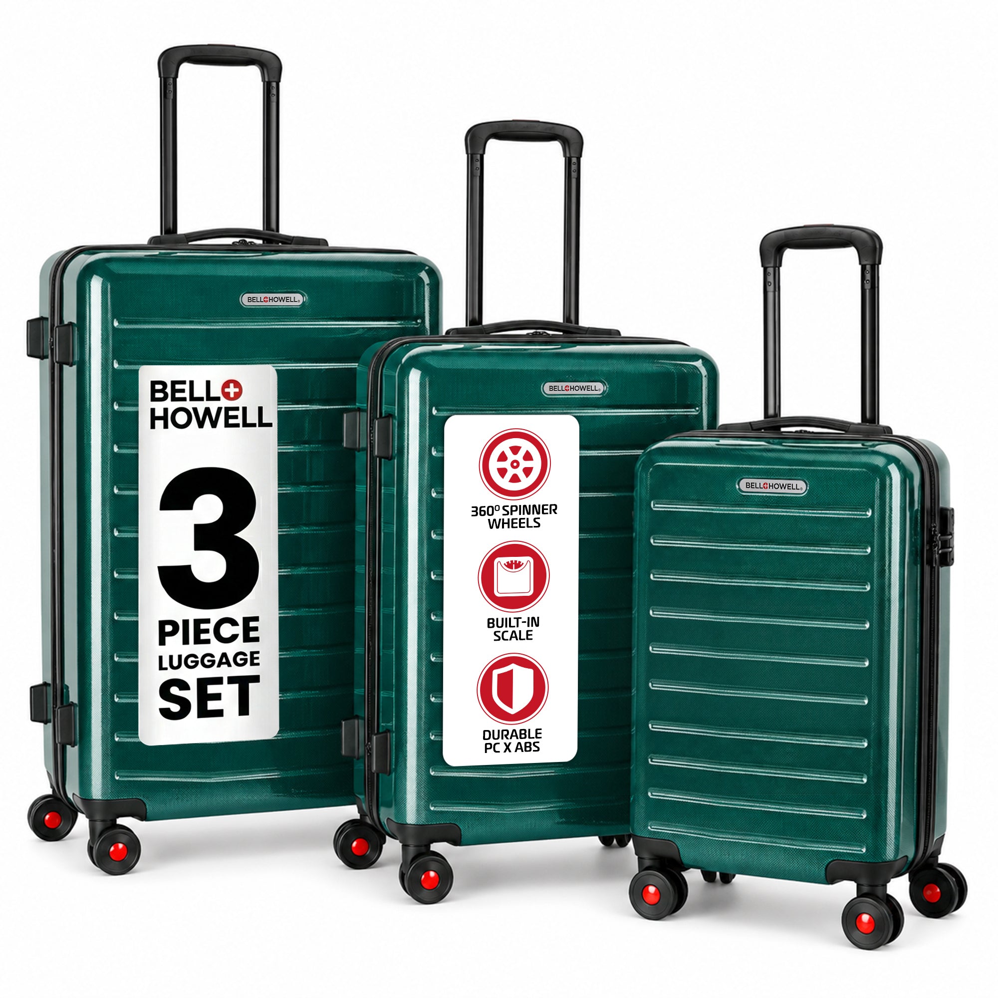 Bell + Howell 3 Piece Strata Stripe Luggage Set
