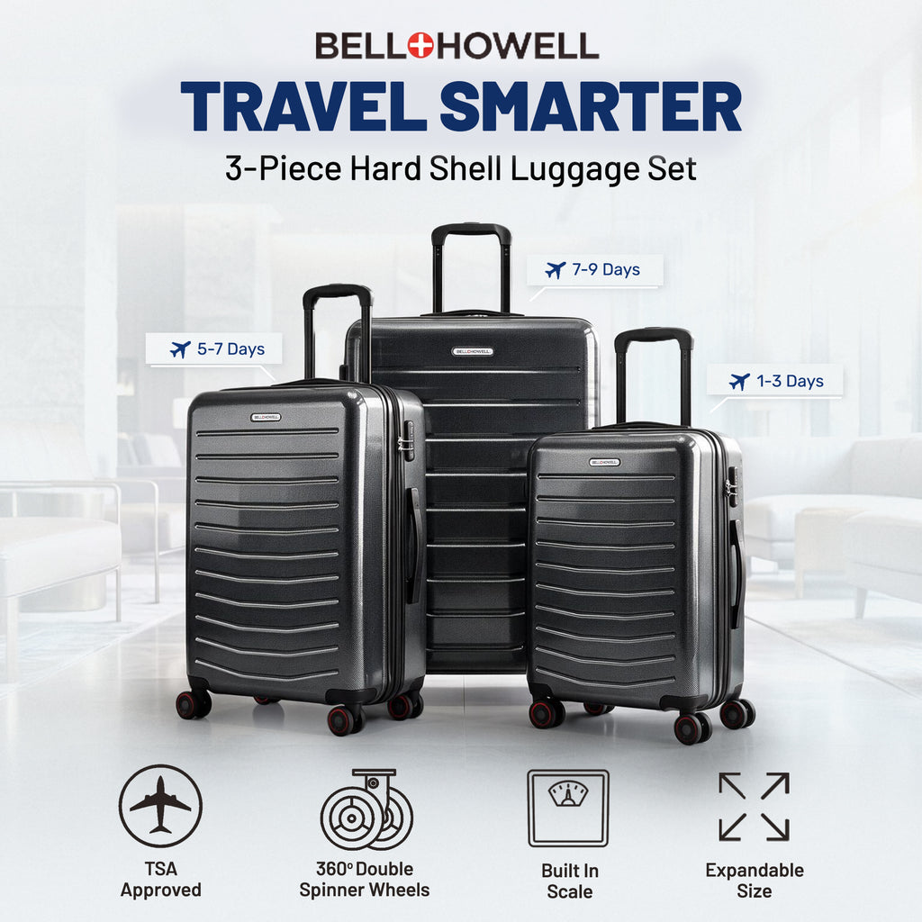 Bell + Howell 3 Piece Strata Stripe Luggage Set