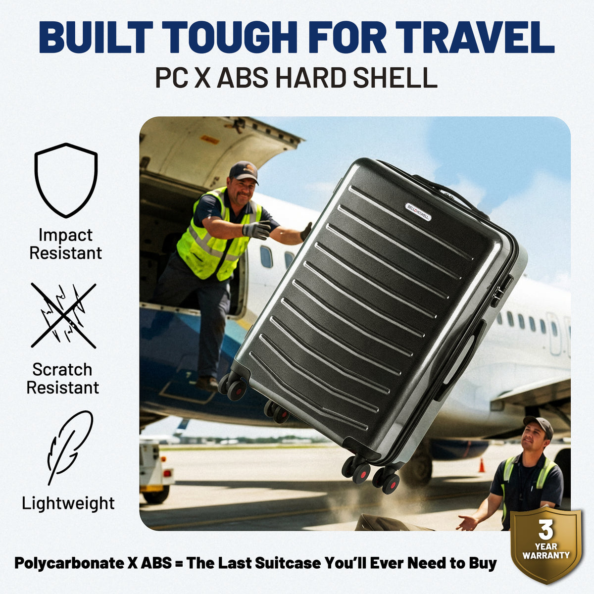 Bell + Howell 3 Piece Strata Stripe Luggage Set