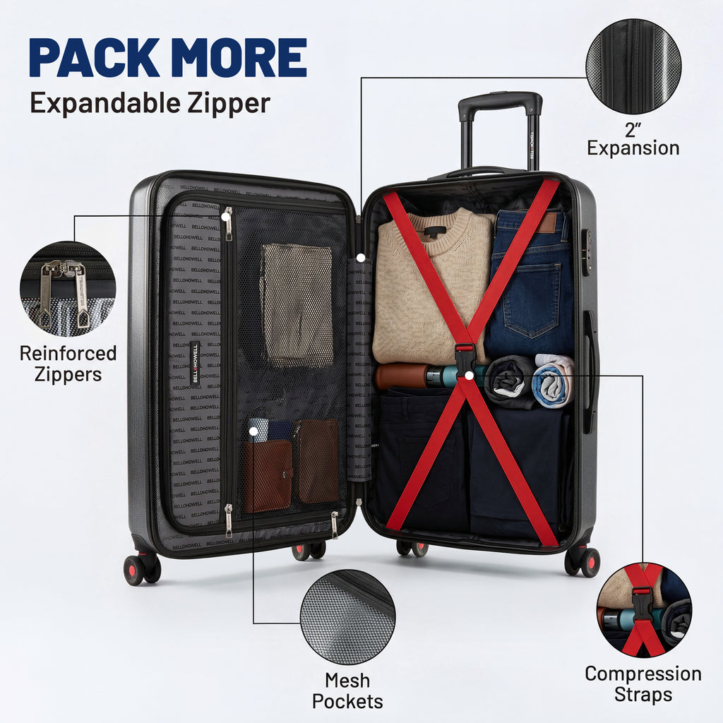 Bell + Howell 3 Piece Strata Stripe Luggage Set