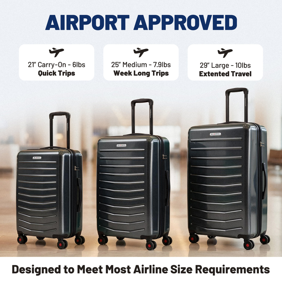Bell + Howell 3 Piece Strata Stripe Luggage Set