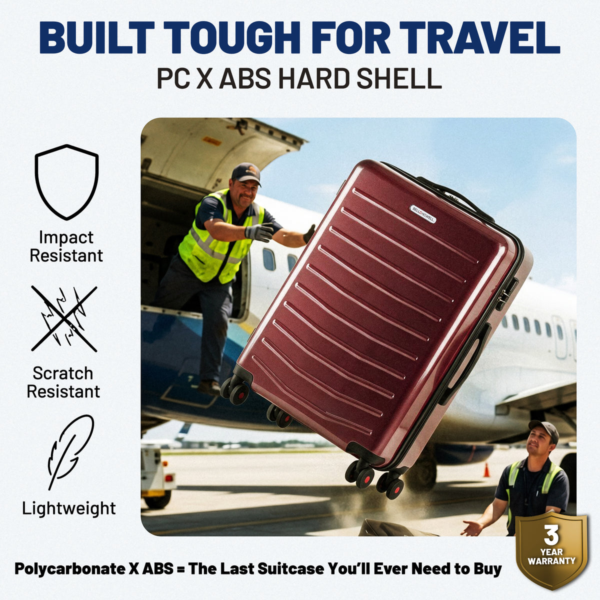 Bell + Howell 3 Piece Strata Stripe Luggage Set