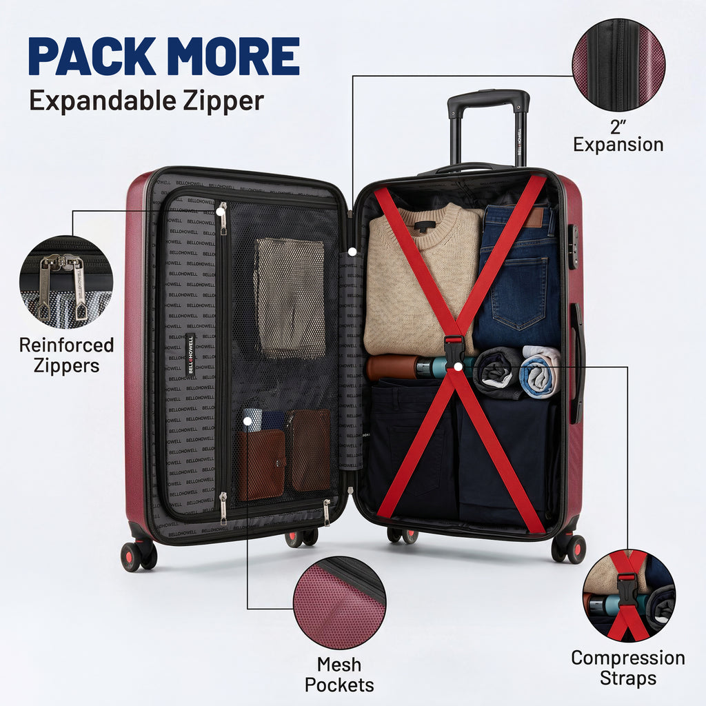 Bell + Howell 3 Piece Strata Stripe Luggage Set