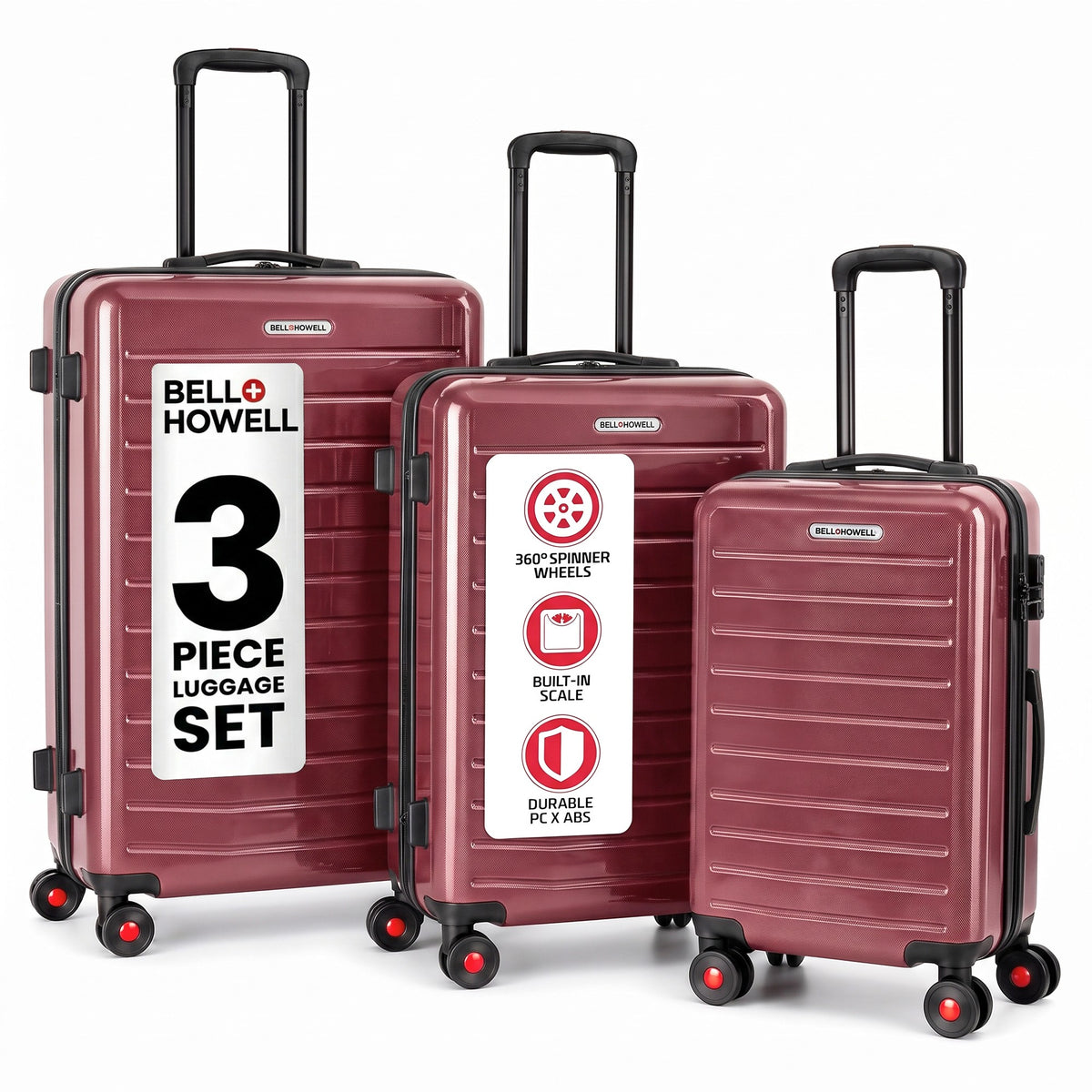 Bell + Howell 3 Piece Strata Stripe Luggage Set