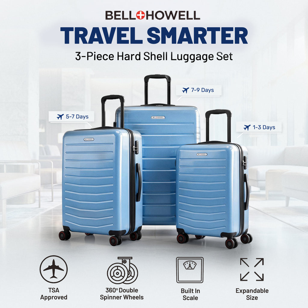 Bell + Howell 3 Piece Strata Stripe Luggage Set