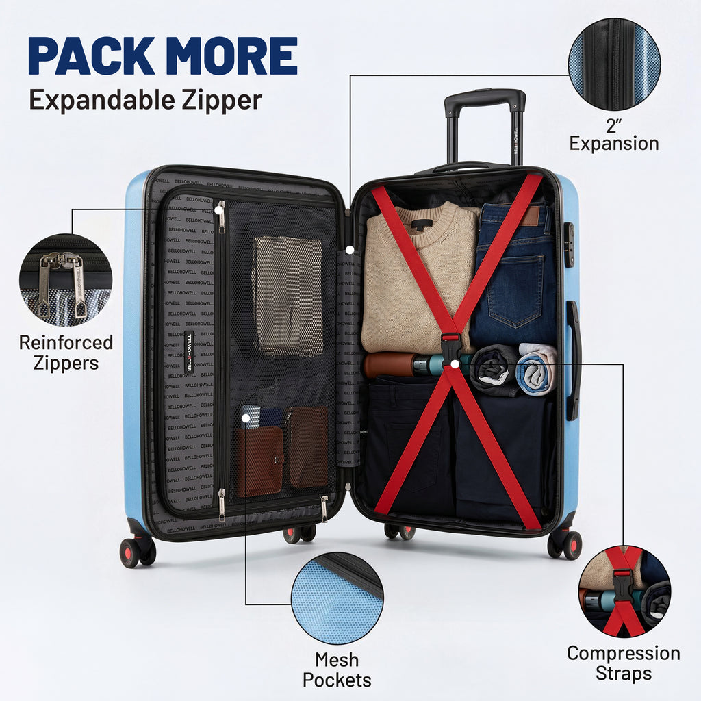 Bell + Howell 3 Piece Strata Stripe Luggage Set