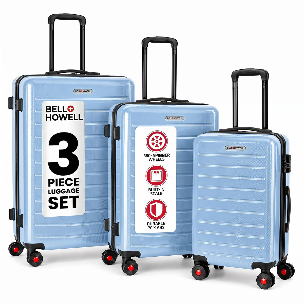 Bell + Howell 3 Piece Strata Stripe Luggage Set