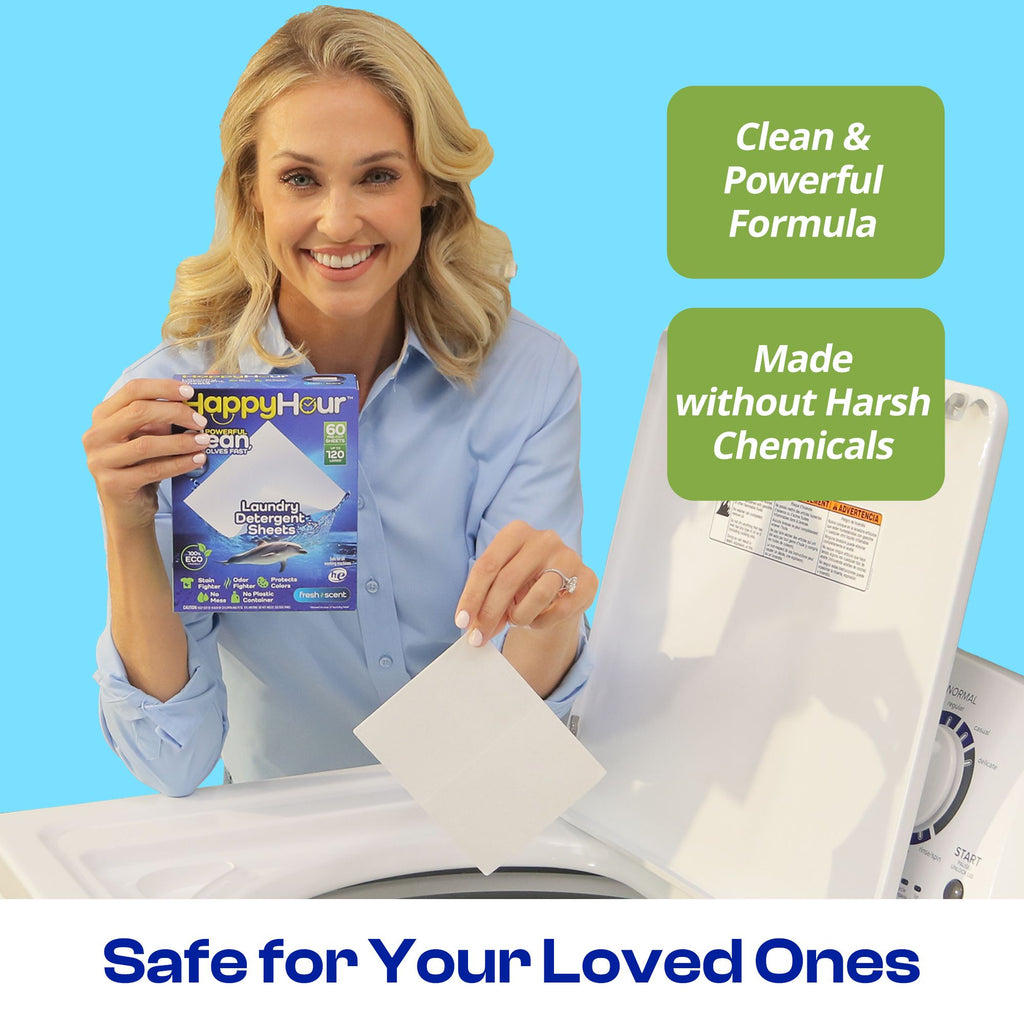 Happy Hour Laundry Detergent Sheets - Pre-Cut, Eco Friendly, Stain Fighting