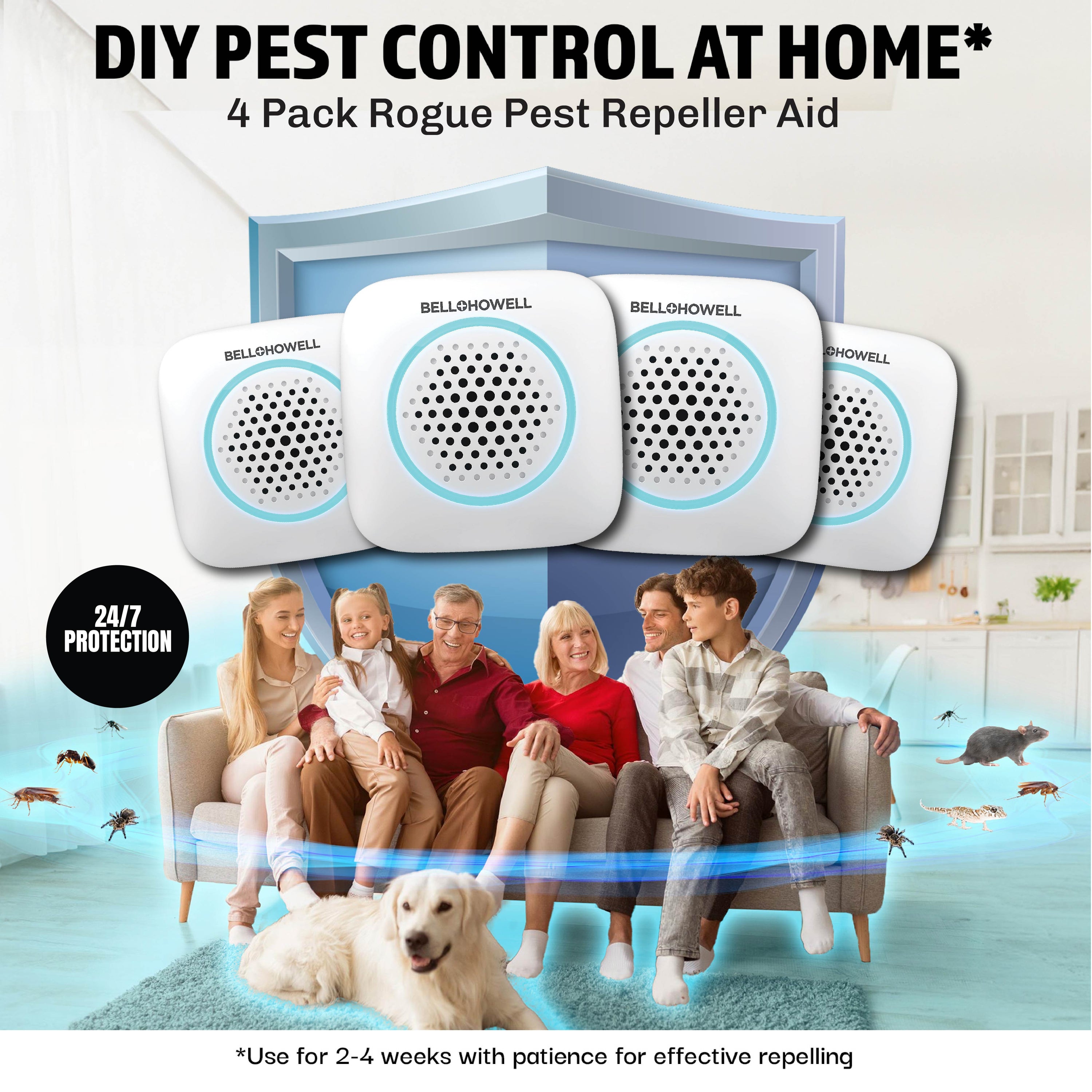 Rogue Pest Repeller Aid – Ultrasonic Plug-In Indoor Insect & Rodent Repellent, Chemical-Free Pest Control