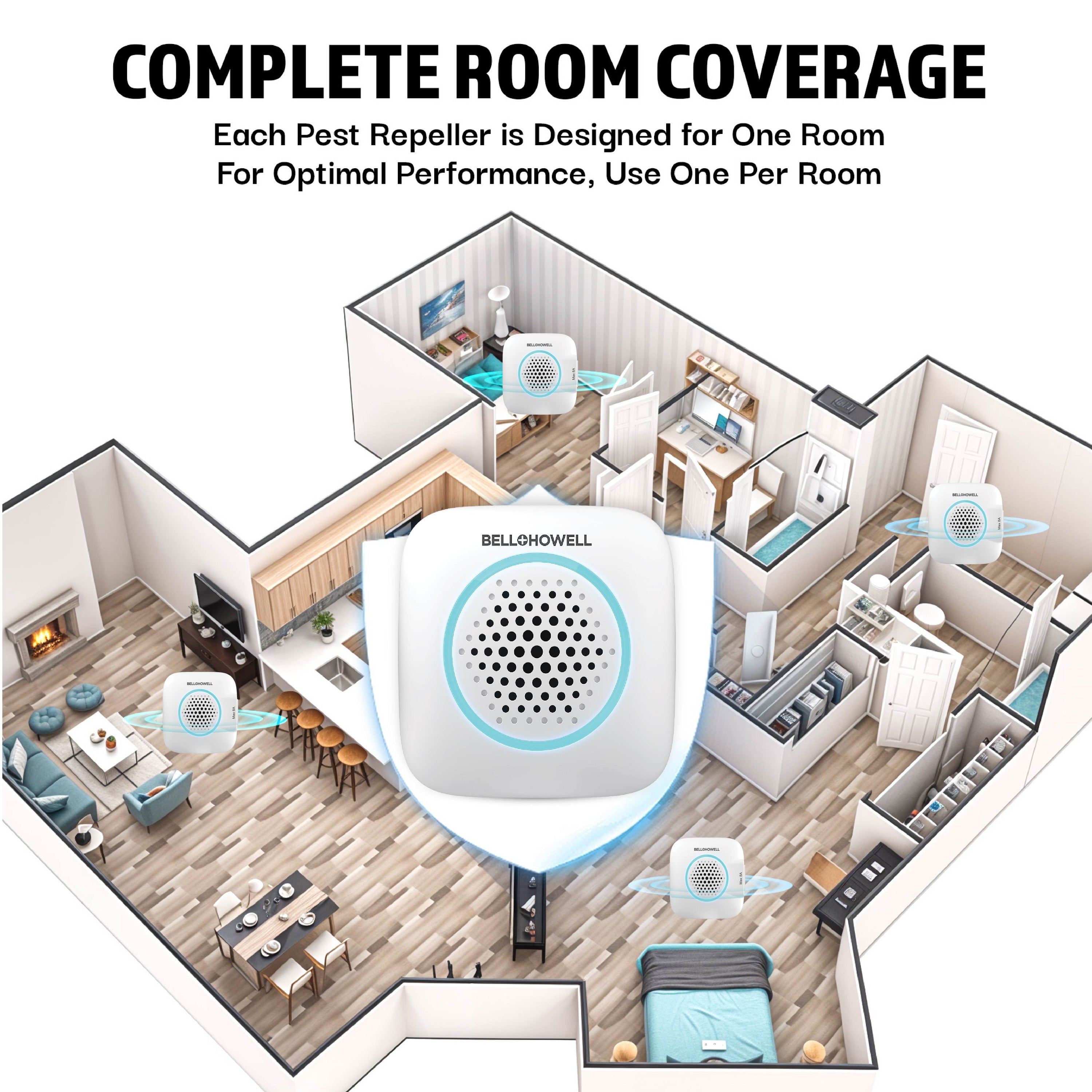 Rogue Pest Repeller Aid – Ultrasonic Plug-In Indoor Insect & Rodent Repellent, Chemical-Free Pest Control