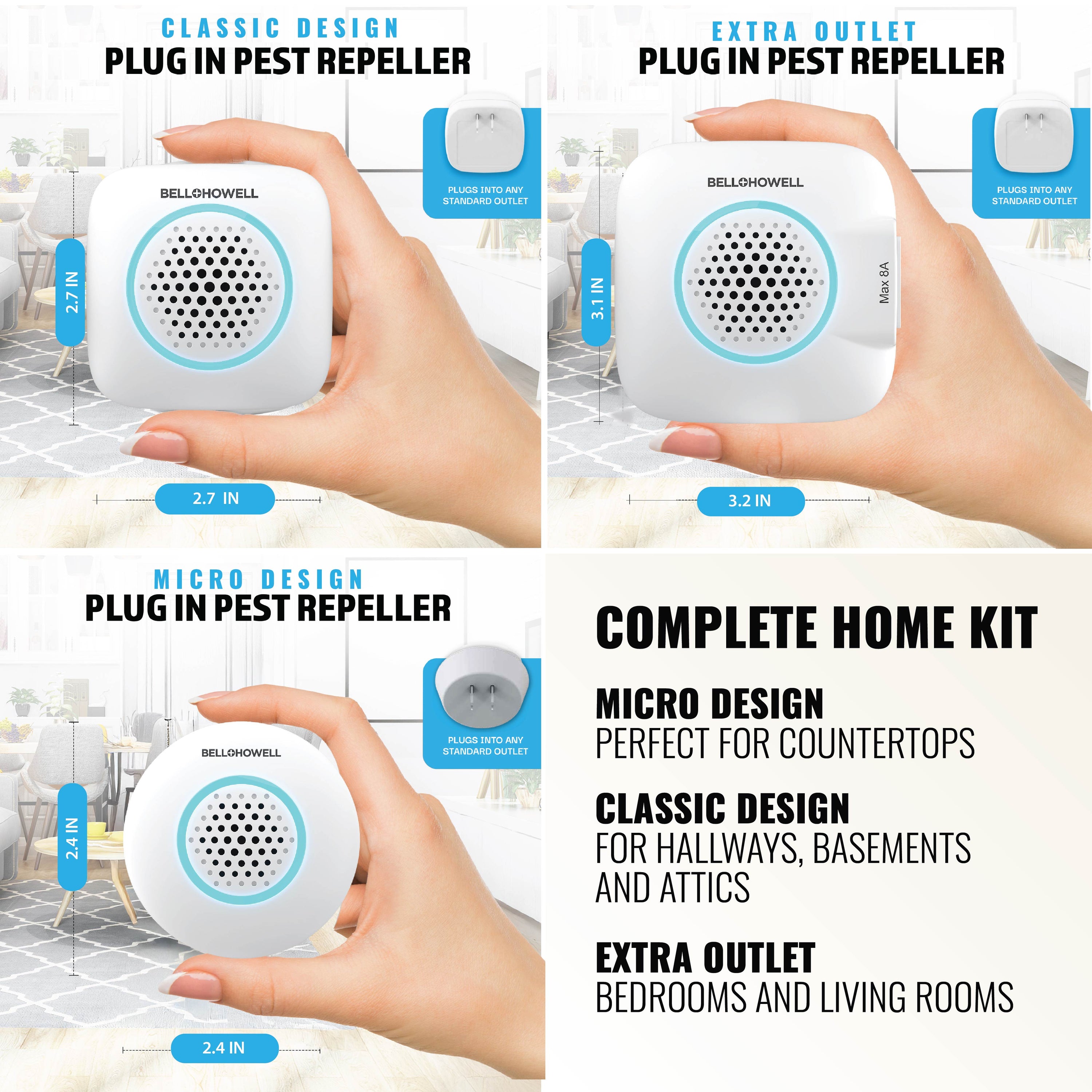Rogue Pest Repeller Aid – Ultrasonic Plug-In Indoor Insect & Rodent Repellent, Chemical-Free Pest Control