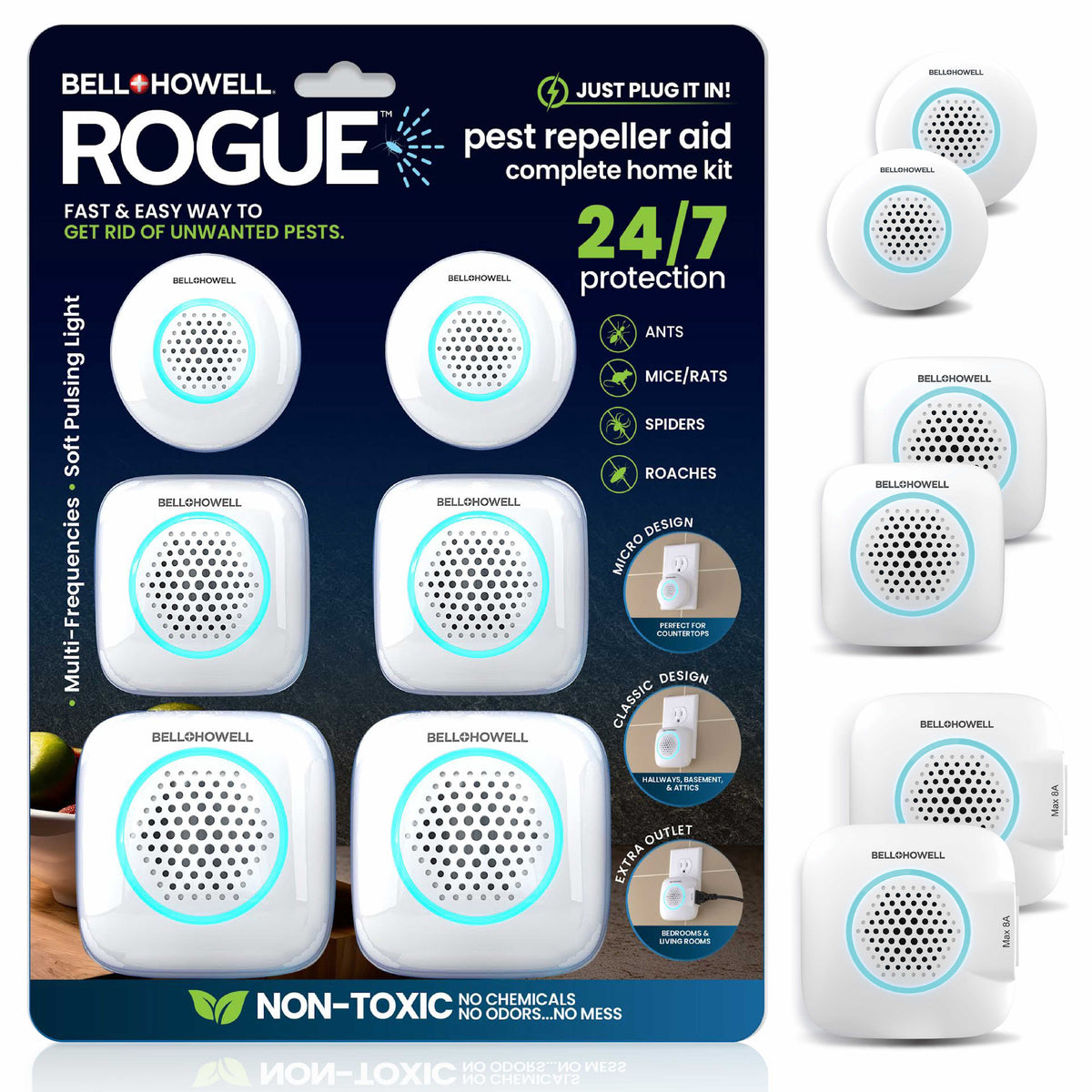Bell Insect Rogue Pest Repeller Aid – Ultrasonic Plug-In Indoor Insect & Rodent Re ...