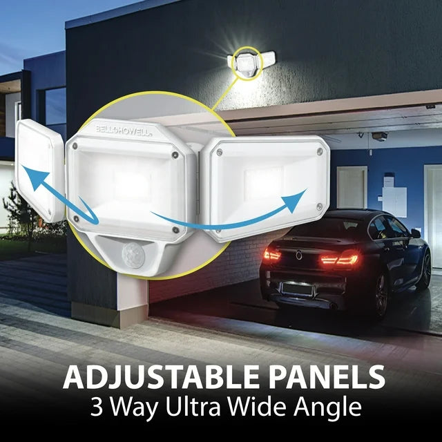 Bell+Howell Bionic Floodlight Hardwired Motion Sensor Security Outdoor Floodlight with Time Control 2000 Lumens