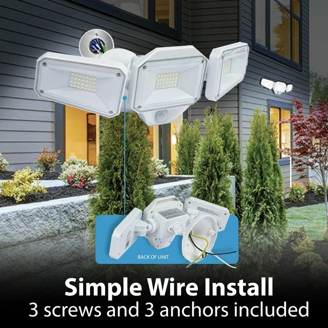 Bell+Howell Bionic Floodlight Hardwired Motion Sensor Security Outdoor Floodlight with Time Control 2000 Lumens