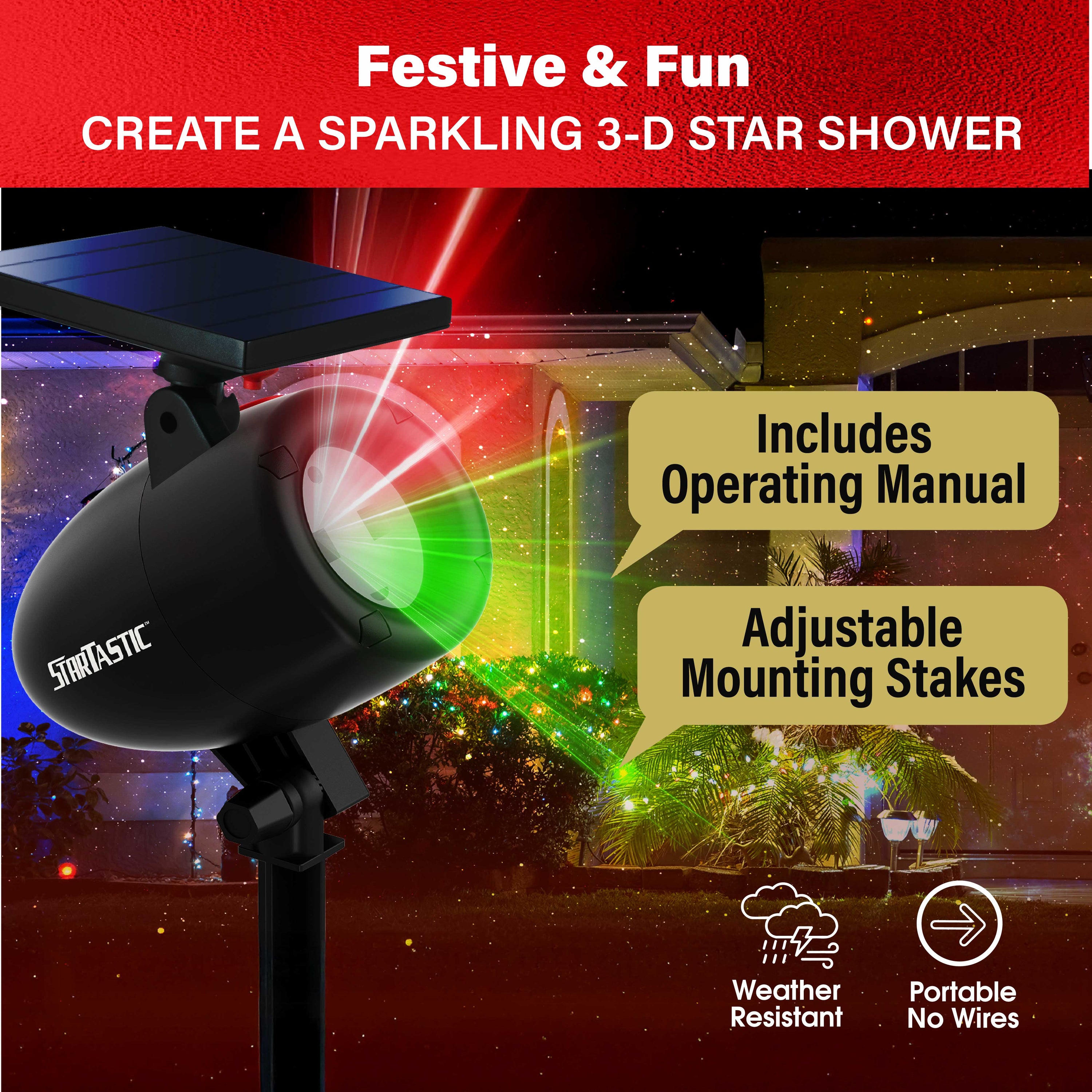 Solar StarTastic Motion Holiday Projector
