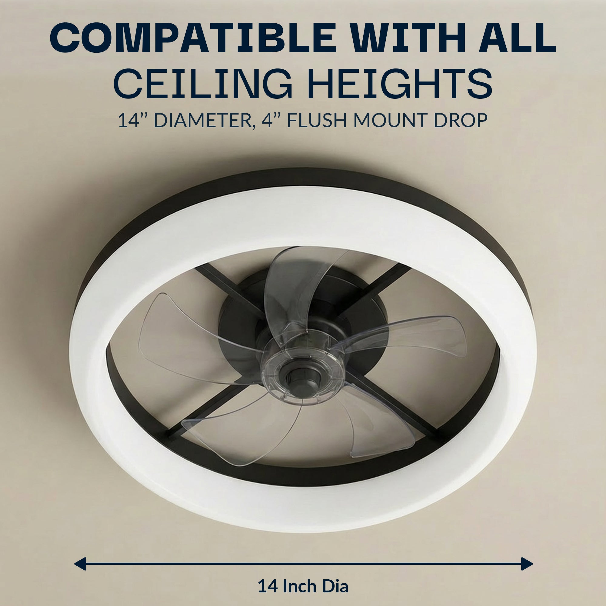 CannonX Low-Profile Ceiling Fan with Light and Remote, Modern Fandelier, 6 Speeds, 3 Lighting Modes
