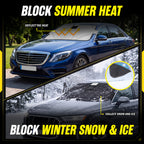 Weatherforce 365 - All-Weather Sunshade Ice Cover Heavy Duty Reversible Windshield Protector 6 by 10 feet Fabric For Any Car Protects from Heat & Snow with Anti-Theft Panels As Seen On TV