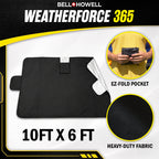 Weatherforce 365 - All-Weather Sunshade Ice Cover Heavy Duty Reversible Windshield Protector 6 by 10 feet Fabric For Any Car Protects from Heat & Snow with Anti-Theft Panels As Seen On TV