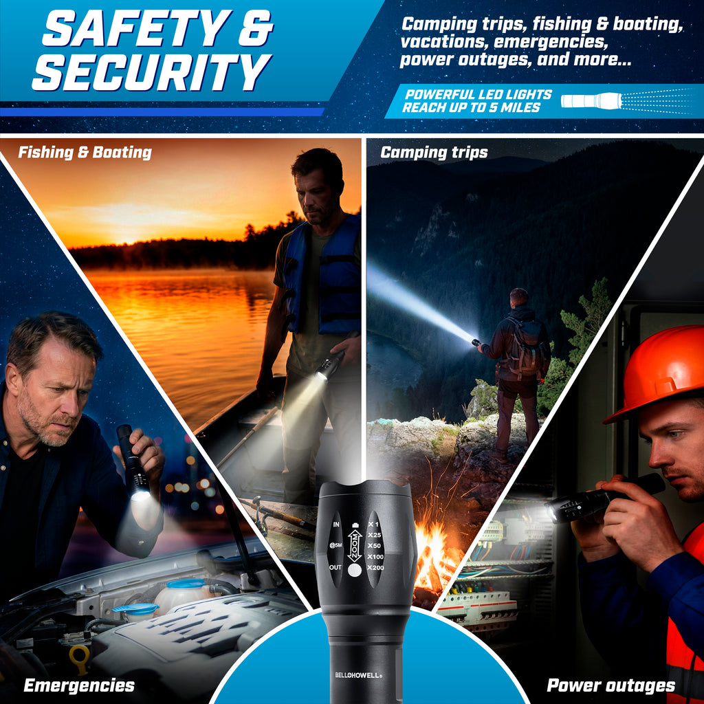 TacLight Tactical Flashlights, 3-Pack – High-Lumen LED Flashlight with 5 Modes, Waterproof Durable Portable for Emergency, Camping, Hiking
