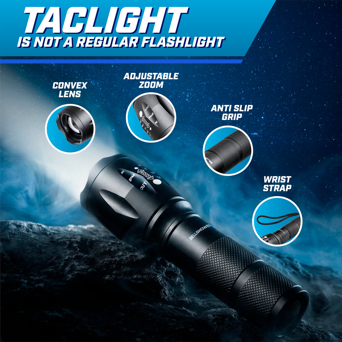TacLight Tactical Flashlights, 3-Pack – High-Lumen LED Flashlight with 5 Modes, Waterproof Durable Portable for Emergency, Camping, Hiking