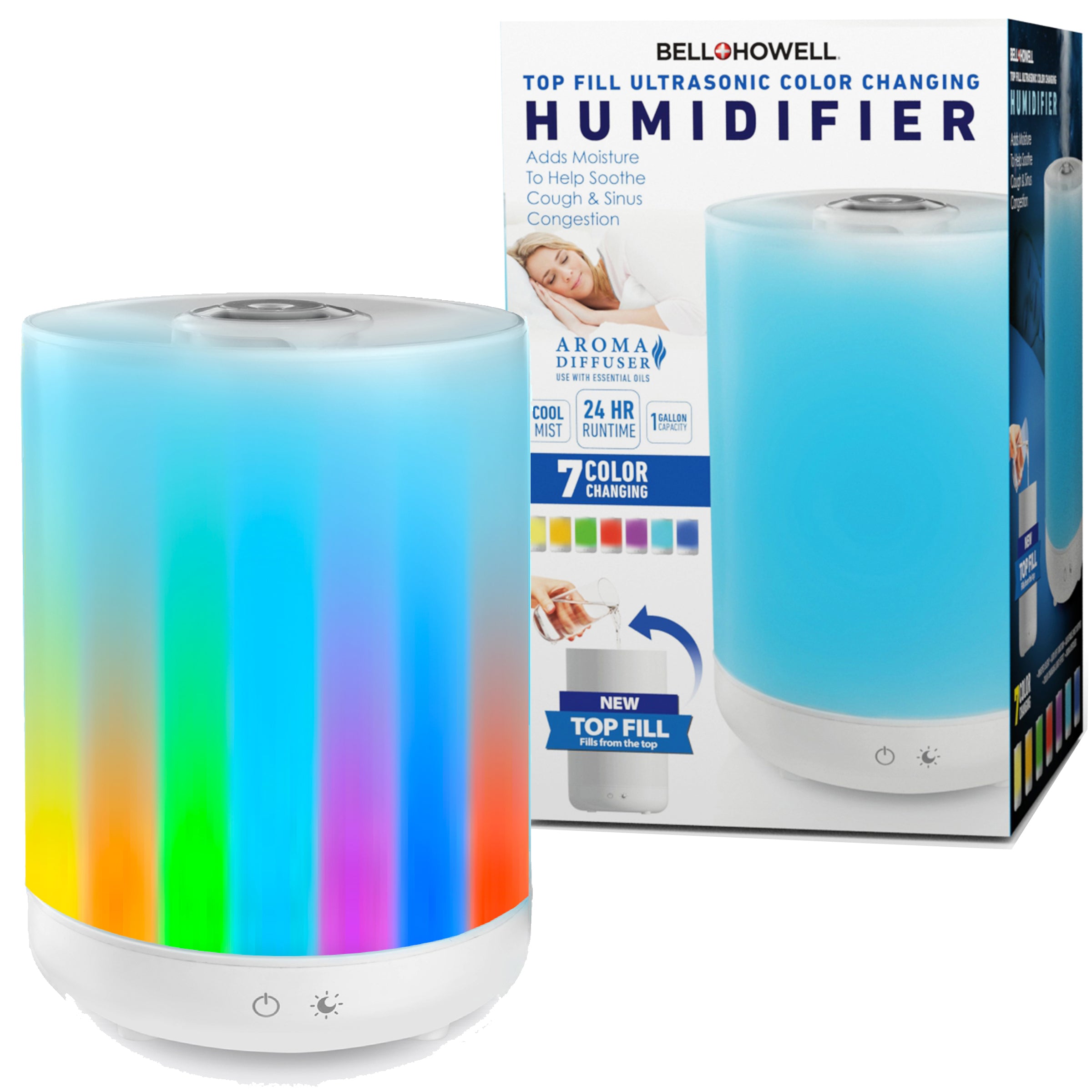 4L Top Fill Humidifier, Color Changing, Essential Oils, Quiet Cool Mist, 360° Rotation Nozzle & Auto Shutoff