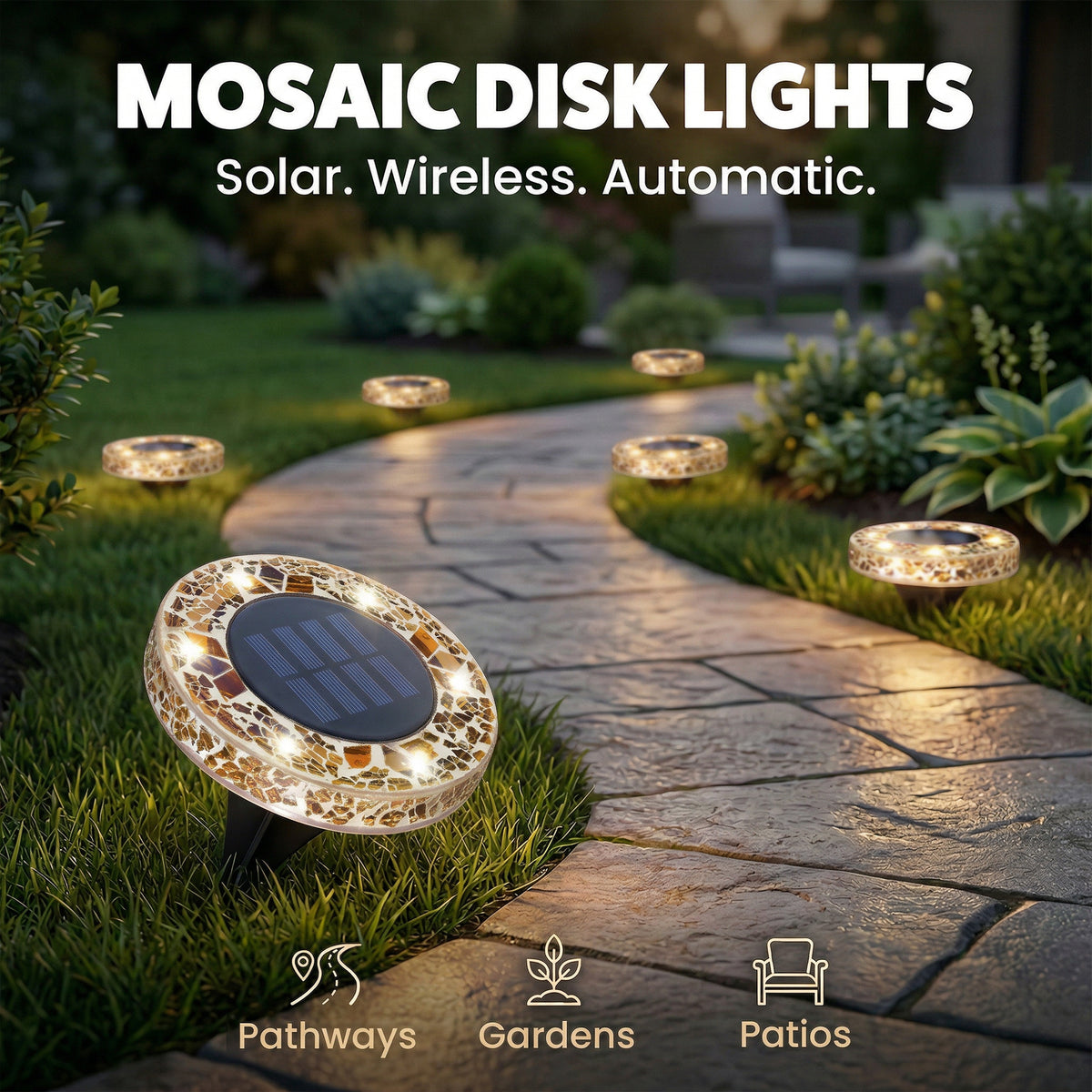 Bell + Howell Pathway & Landscape Mosaic Disk Light 4 Pack