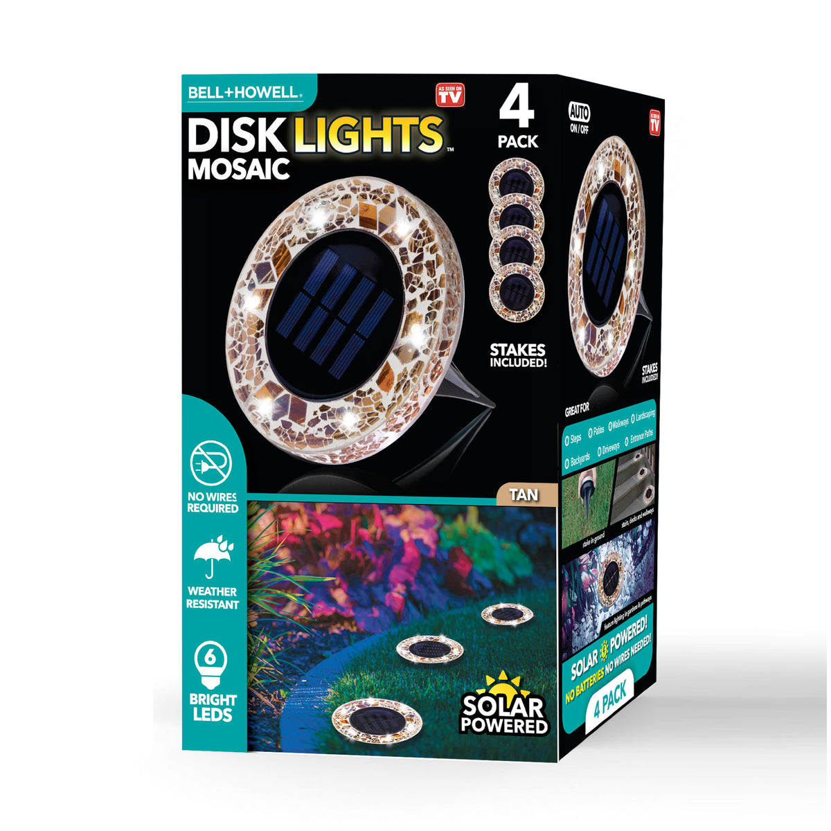 Bell + Howell Pathway & Landscape Mosaic Disk Light 4 Pack