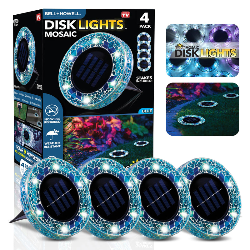 Solar Outdoor Mosaic Disk Lights, Waterproof Decorative Pathway LED Light, Auto On/Off