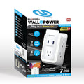 Bell + Howell Wall Power Surge Protector with Night Light (Automatic) and Device Holder, 5 Outlets 2 USB Ports Electrical Extender, White, 5.5"
