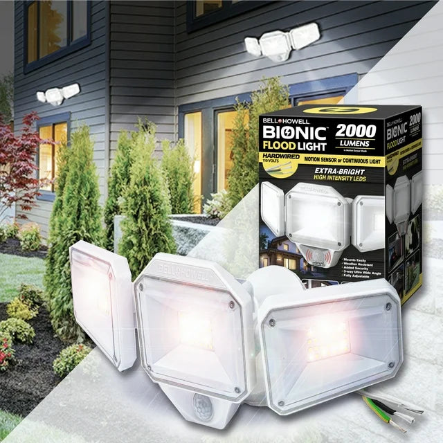 Bell+Howell Bionic Floodlight Hardwired Bright Floodlight with Motion Sensor Set of 2