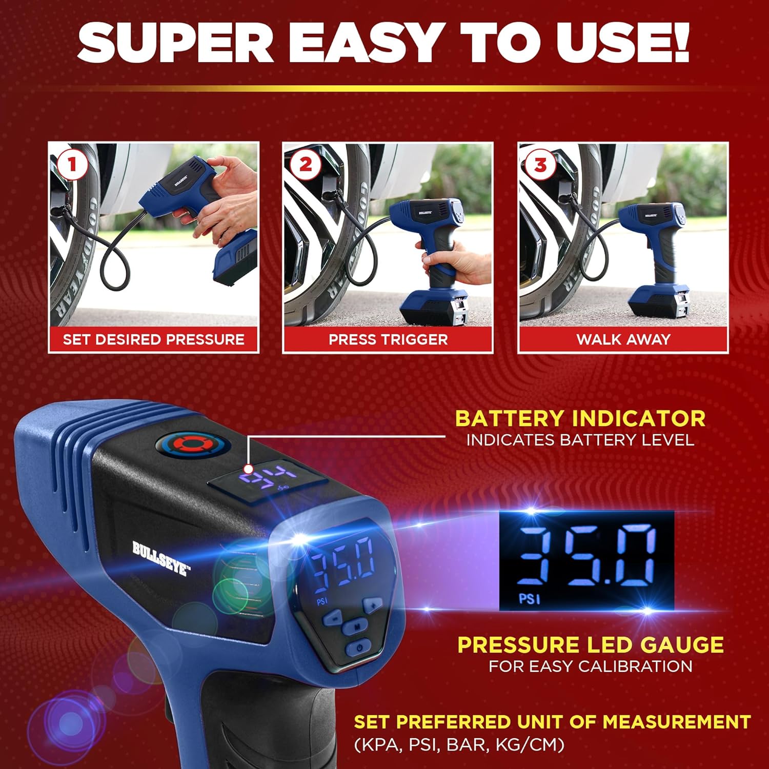 Bullseye Pro - Rechargeable Tire Inflator