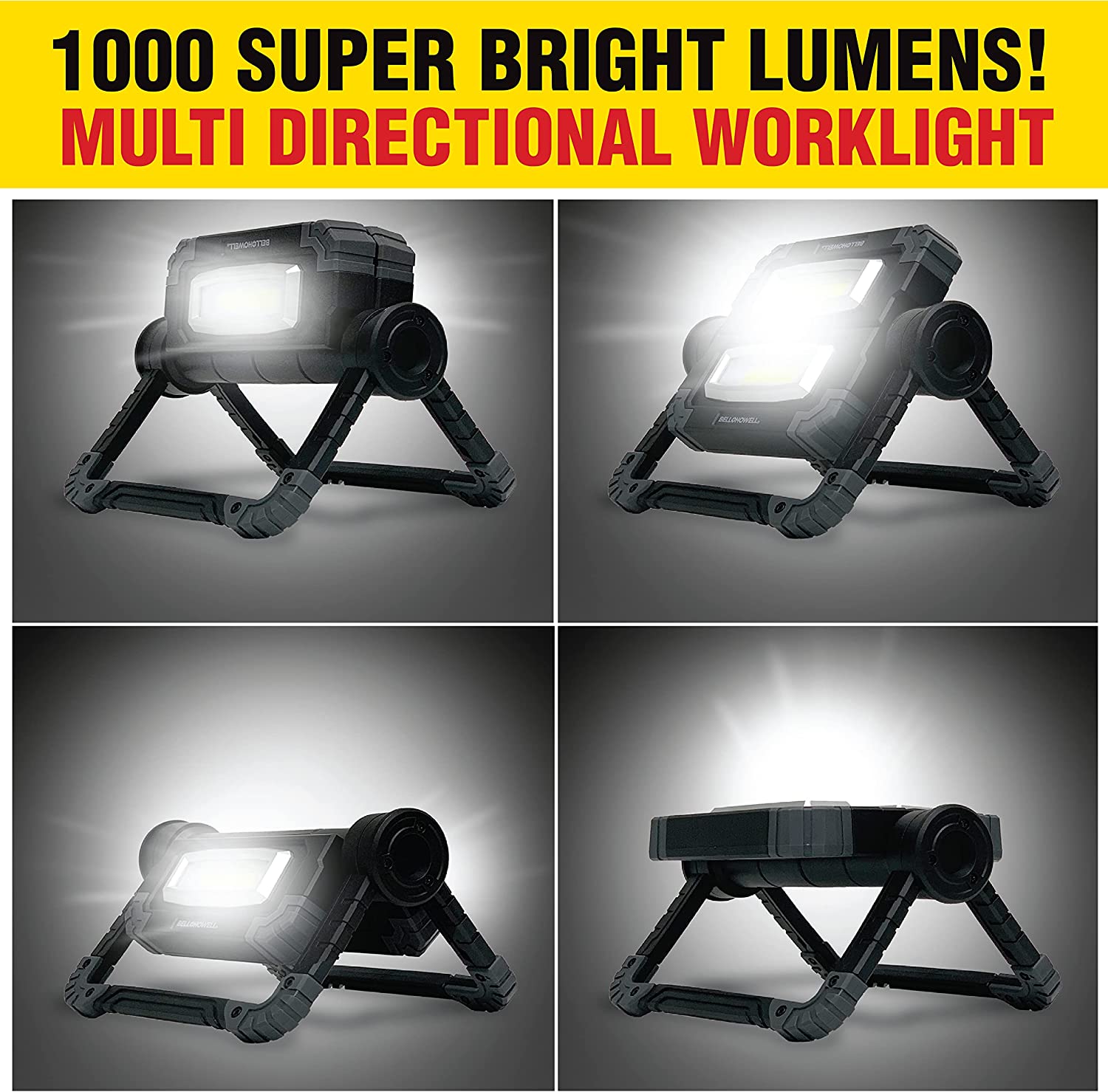 Bell+Howell Worklight 360 PRO Waterproof Portable Folding Worklight Heavy-Duty Flood Light Dual Lighting Multi Position Original As Seen On TV