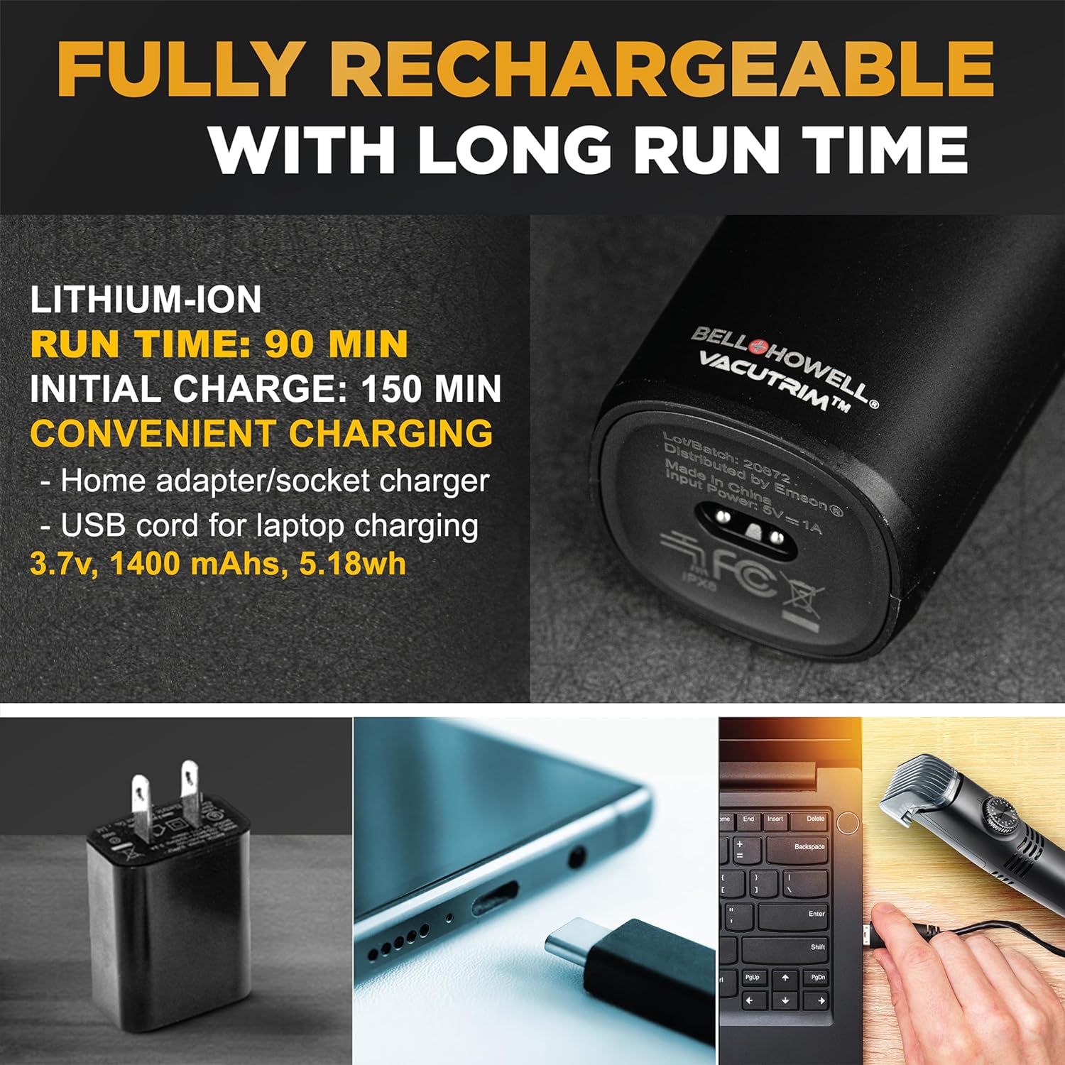 VacuTrim - Rechargeable Trimmer with Built-In Vacuum