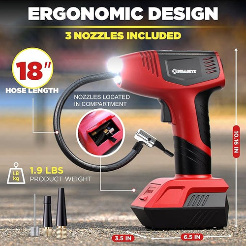 Bullseye PRO - Portable Air Compressor & Tire Inflator 2000mah