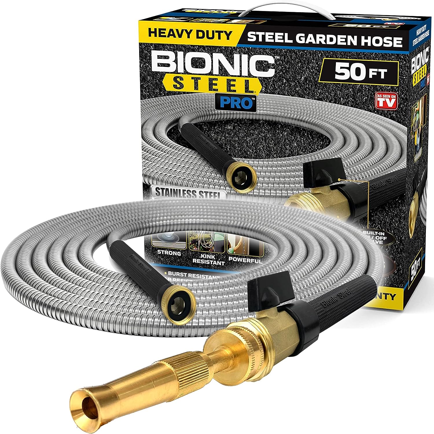 Bionic Steel Pro - Heavy-Duty Stainless Steel Garden Hose with Brass Fittings