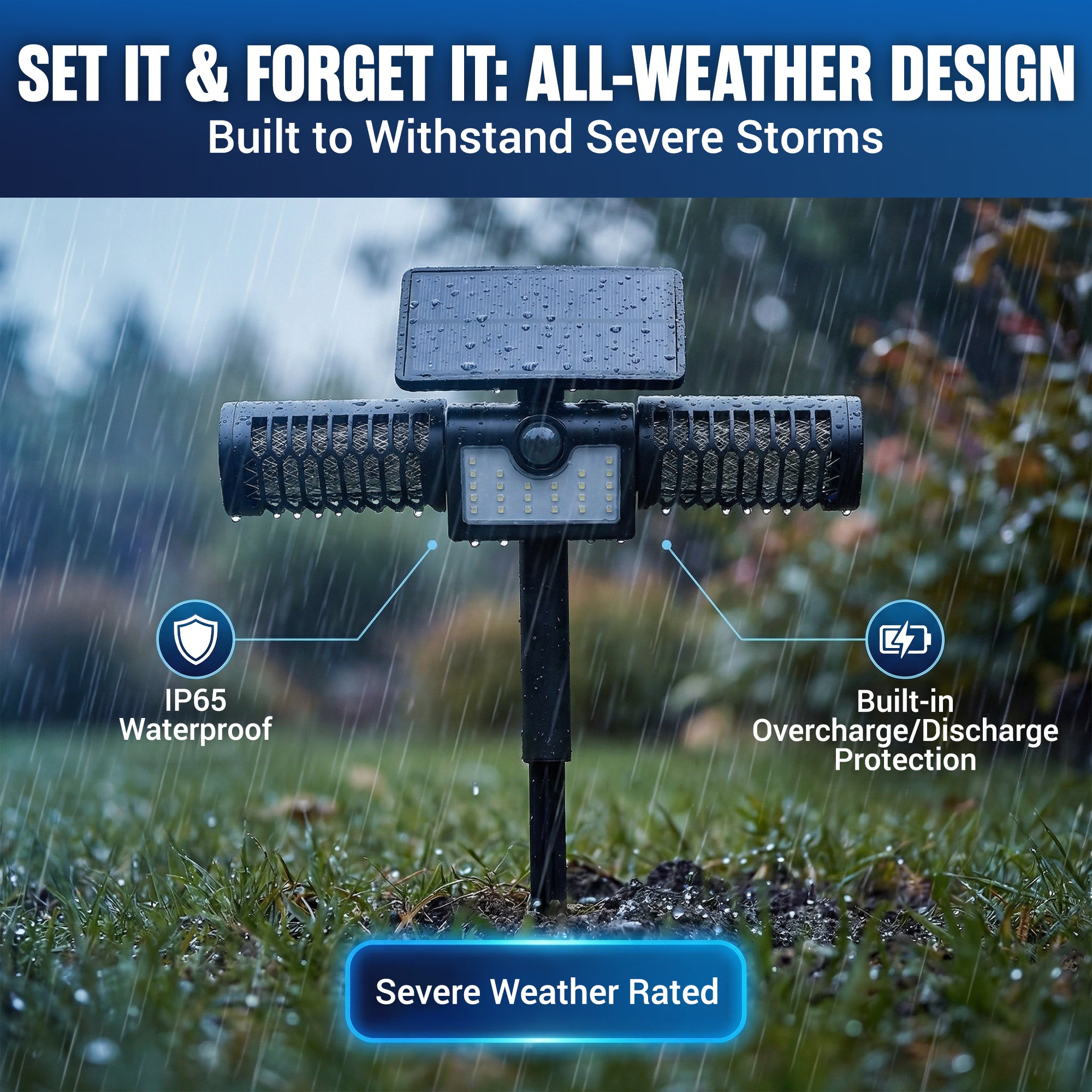 Rogue Monster Solar Bug Zapper – 2-in-1 Solar Flood Light & Electric Mosquito Zapper for Outdoor Pest Control
