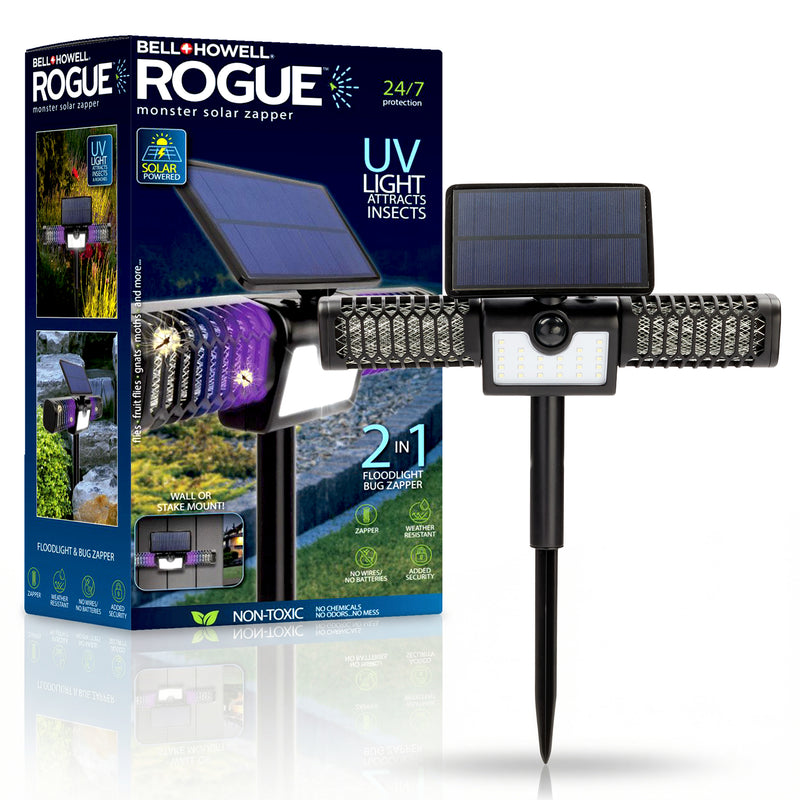Rogue Monster Solar Bug Zapper – 2-in-1 Solar Flood Light & Electric Mosquito Zapper for Outdoor Pest Control