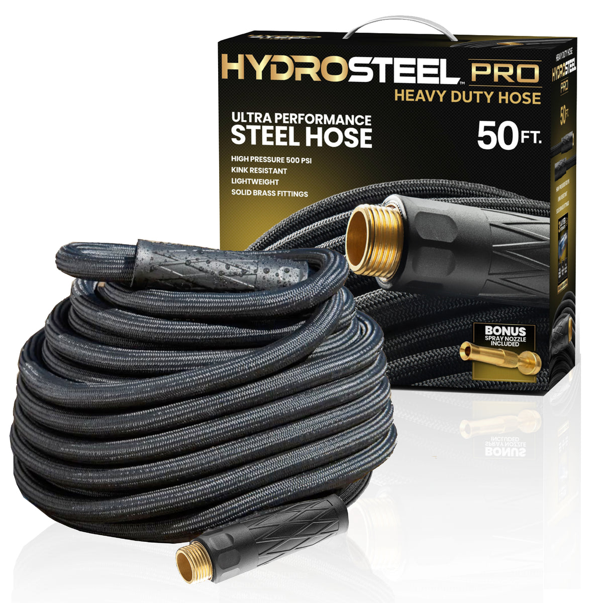 Hydrosteel Heavy Duty Steel Outdoor Garden Hose