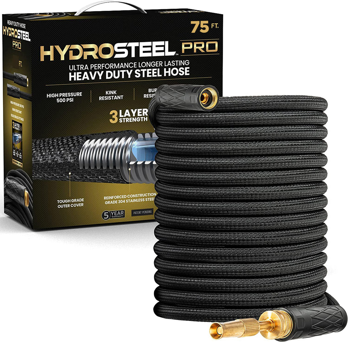 Hydrosteel Heavy Duty Steel Outdoor Garden Hose