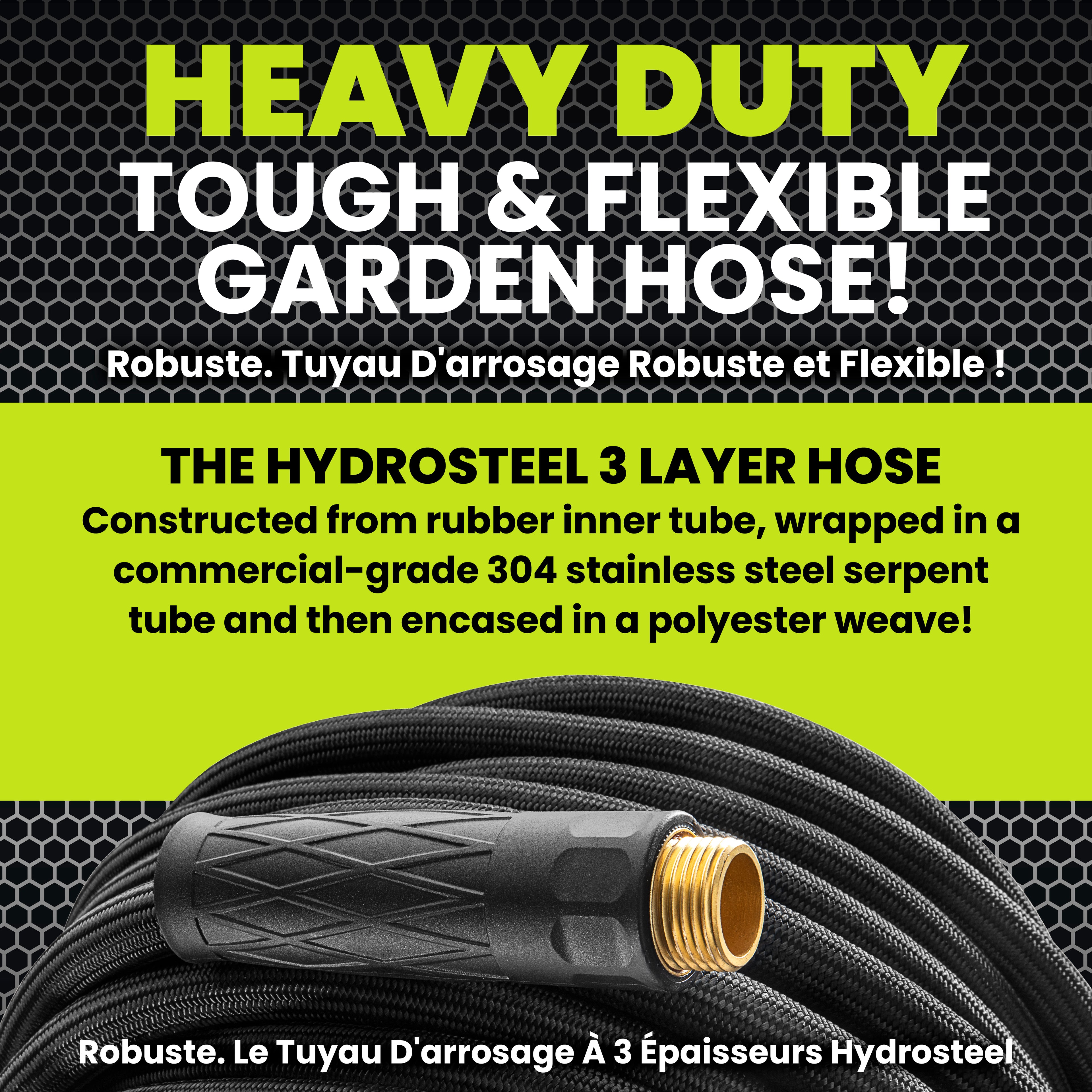 Hydrosteel Heavy Duty Steel Outdoor Garden Hose