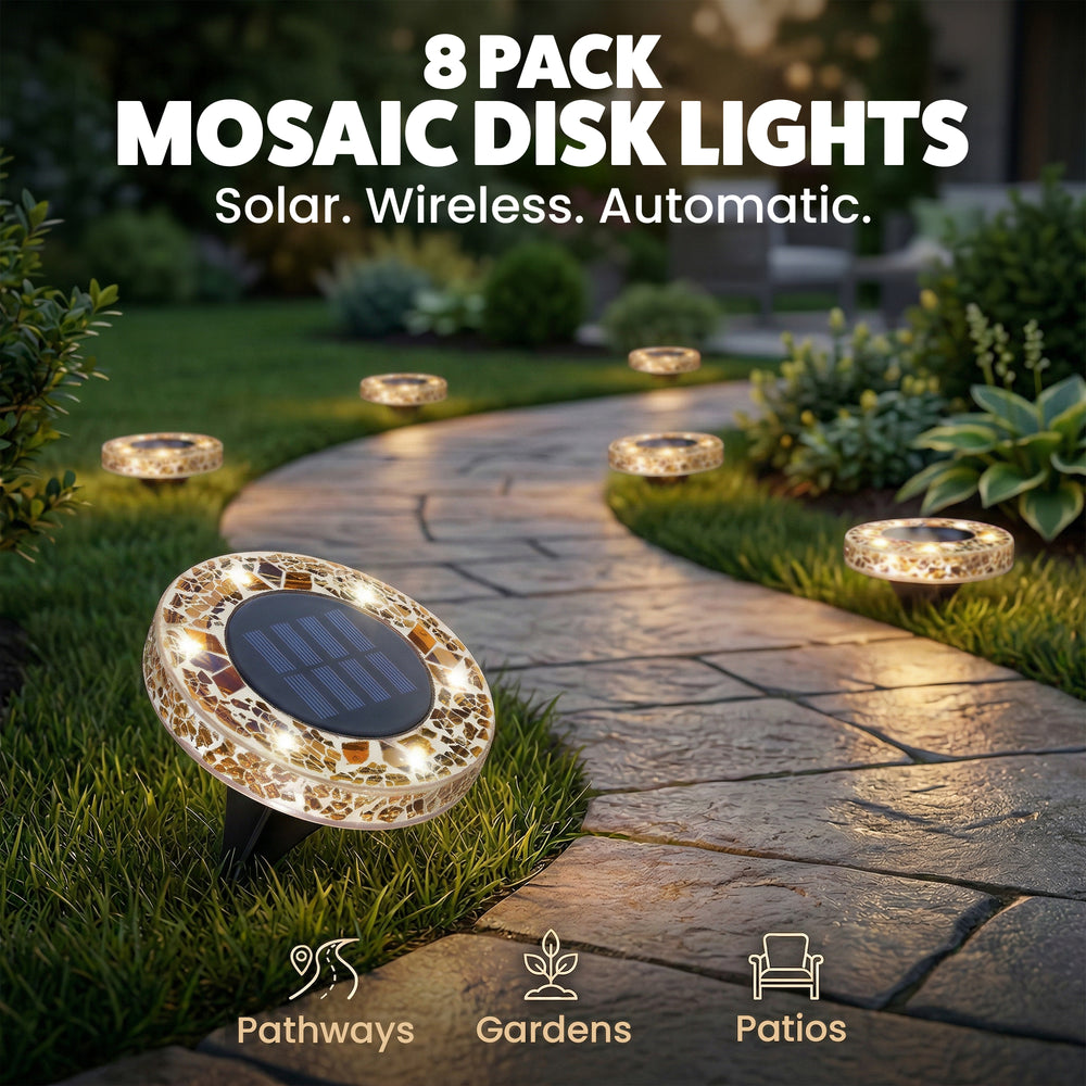 Bell + Howell Pathway & Landscape Disk lights Mosaic Tan 8 Pack