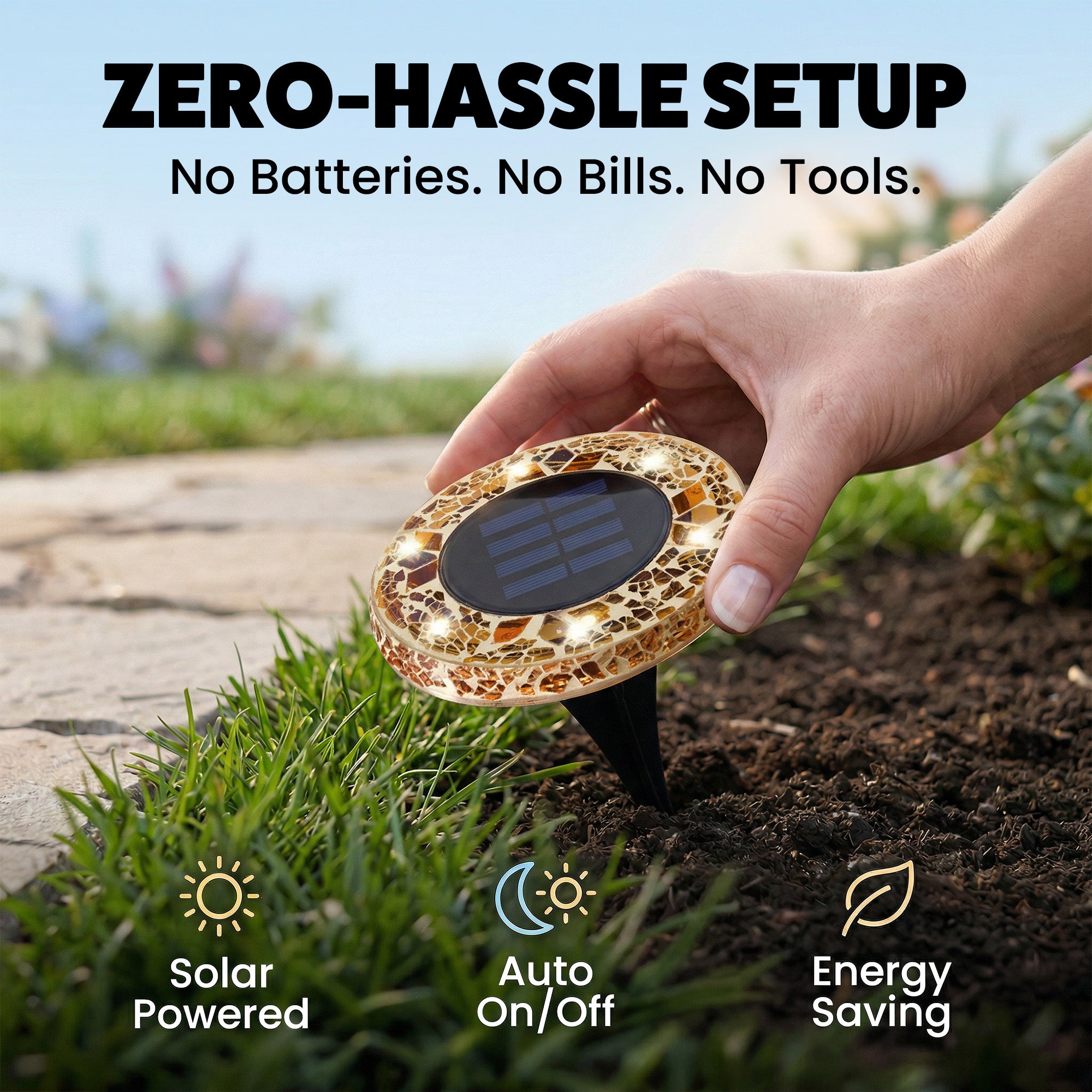 Bell + Howell Pathway & Landscape Disk lights Mosaic Tan 8 Pack