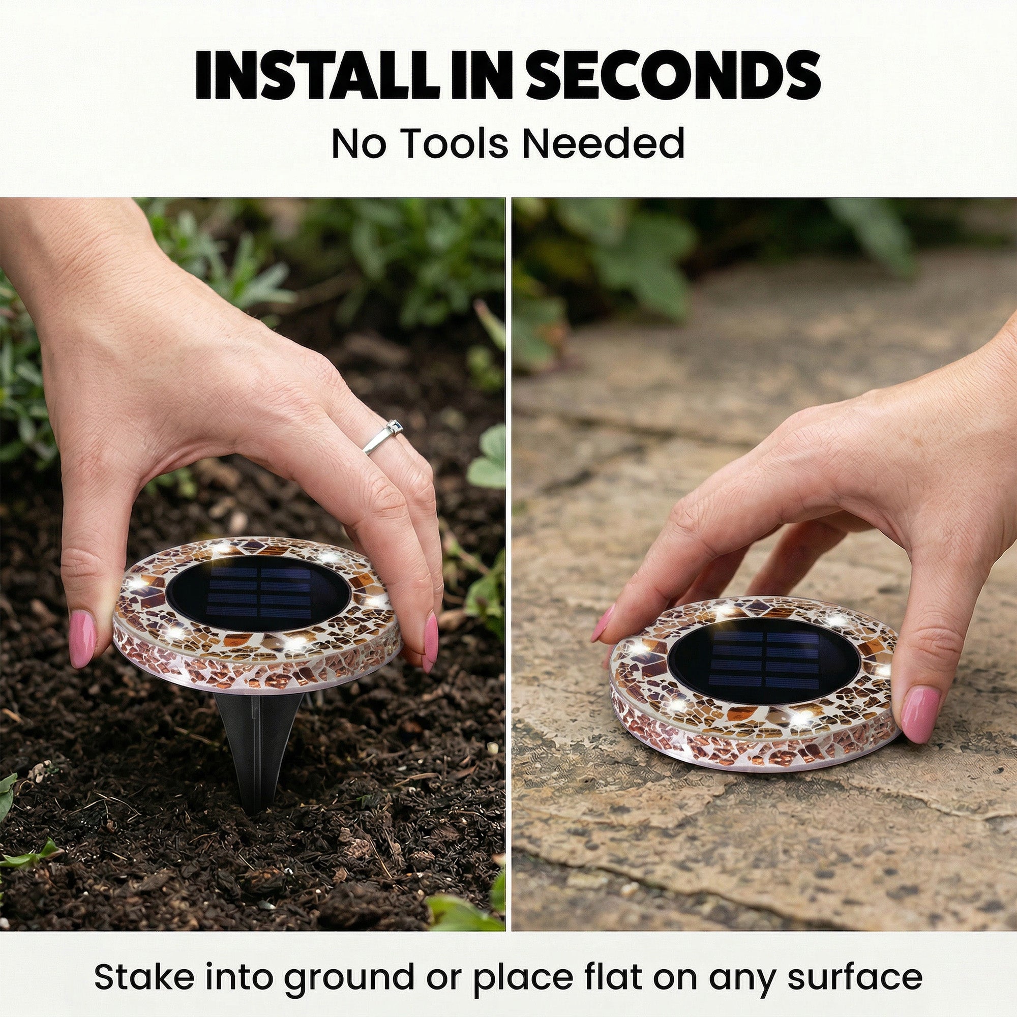 Bell + Howell Pathway & Landscape Disk lights Mosaic Tan 8 Pack