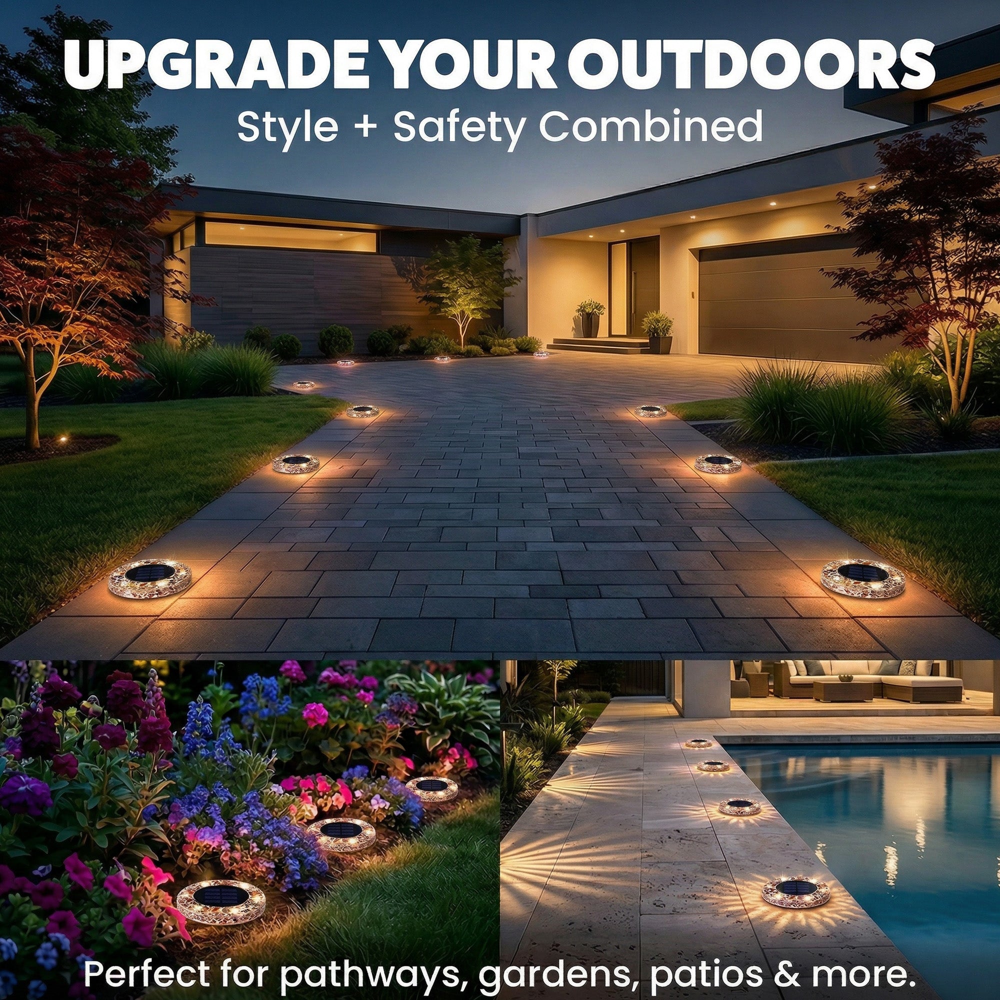 Bell + Howell Pathway & Landscape Disk lights Mosaic Tan 8 Pack