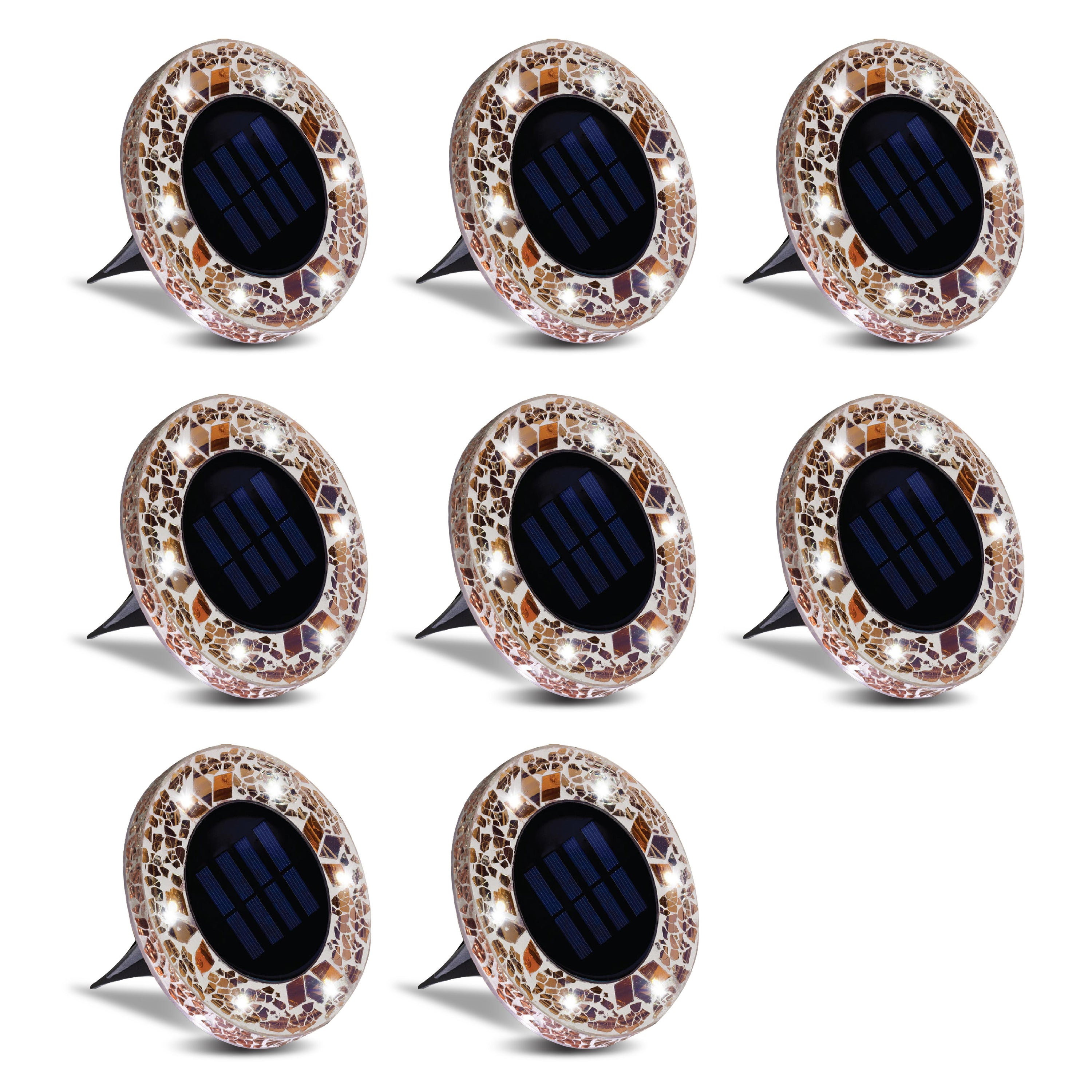 Bell + Howell Pathway & Landscape Disk lights Mosaic Tan 8 Pack