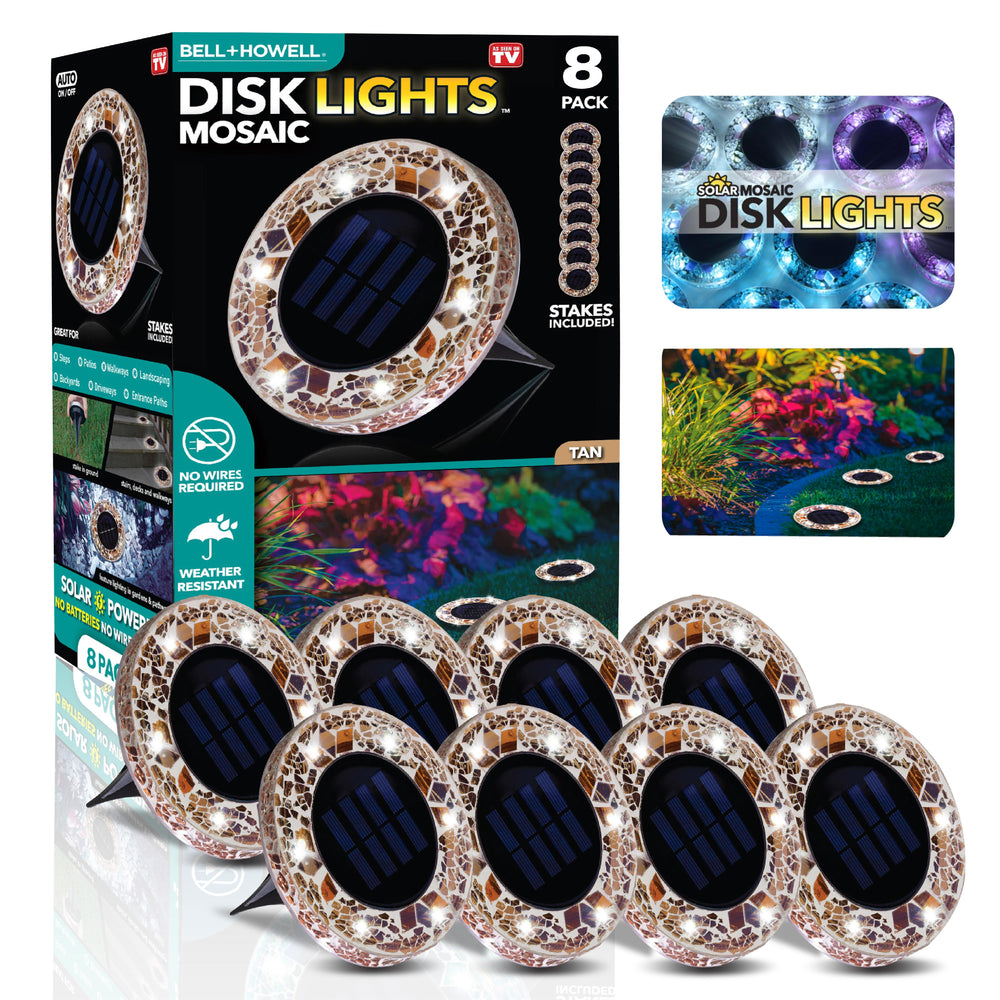Bell + Howell Pathway & Landscape Disk lights Mosaic Tan 8 Pack