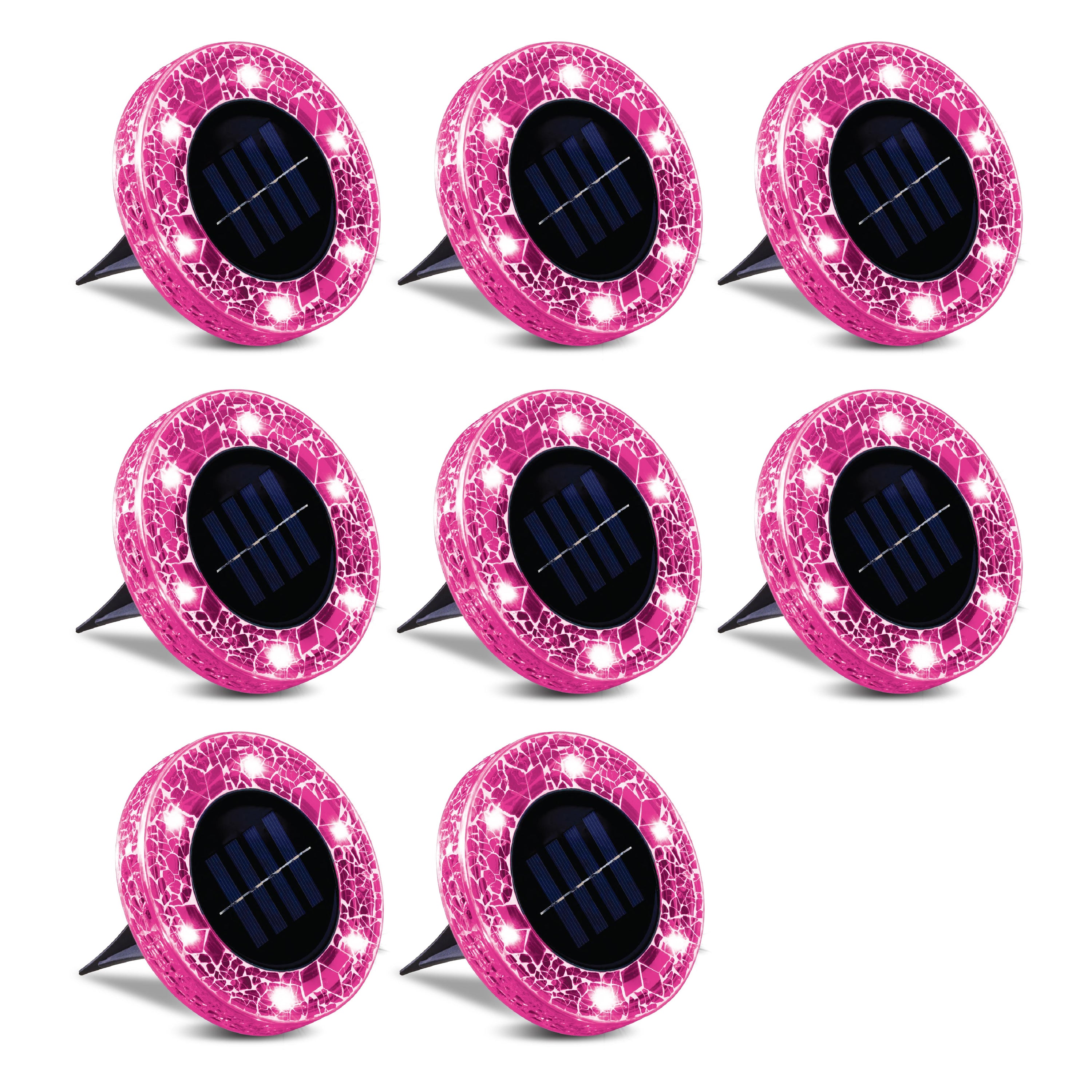 Bell + Howell Pathway & Landscape Disk Light 8 Pack Mosaic Fuschia